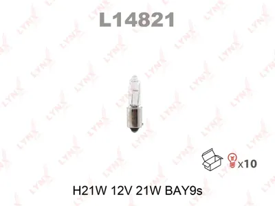 LYNX L14821 Лампа (H21W) 12V 21W BAY9S