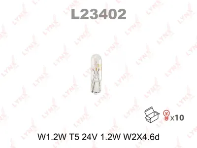 LYNX L23402 Лампа W1.2W T5 24V1.2W W2.1x4.6D