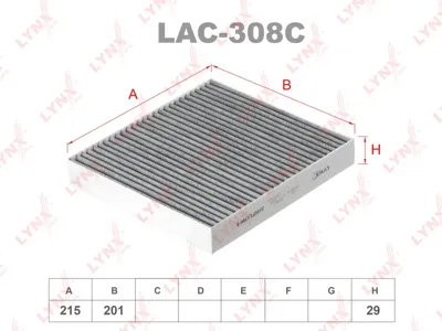 LYNX LAC308C Фильтр салона Mitsubishi Lancer (08-), Outlander (06-) угольный