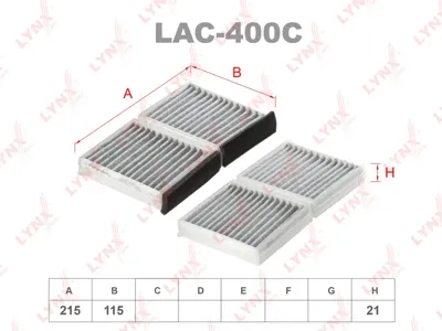 LYNX LAC400C Фильтр салона Mazda 323 VI 98-03 (компл.2шт.) угольный