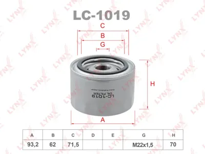 LYNX LC1019 Фильтр масляный Changan Cs55 1.5 19>