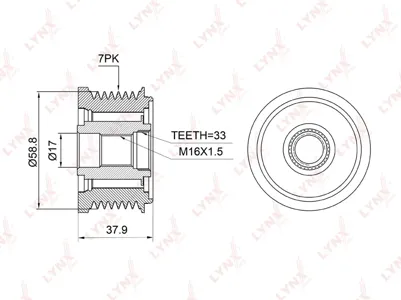 LYNX PA1003 Шкив генератора Ford Toyota Transit Hilux 06- 2.2D-3.2D