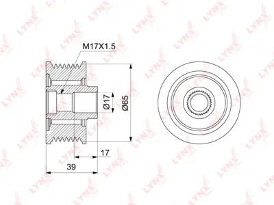 LYNX PA1124 Шкив генератора генератора Nissan Murano (Z51) 2.5D 10> Pathfinder (R51) 2.5D 05> Navara (D40) 2.5D 05> Cabstar 2.5D 06> Pick Up (D22) 2.5D 02>