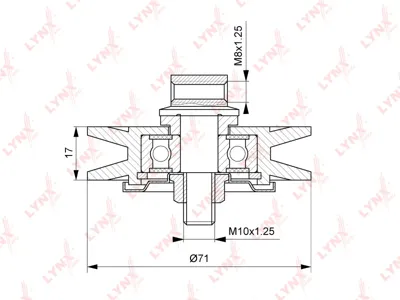 LYNX PB5044 Ролик натяжной приводной Toyota Dyna 2.4D-3.4D 87> Hiace III-IV 2.4D-3.0D 89-04 Hilux V-VI 3.0
