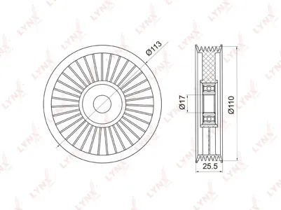 LYNX PB7008 Ролик направляющий приводной Chevrolet Aveo 1.2-1.6 05> Cruze 1.6-1.8 09> Aveo 1.2-1.4 05>