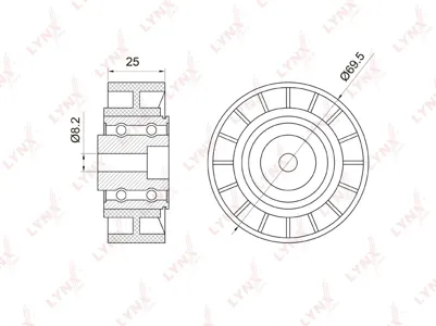 LYNX PB7017 Ролик направляющий приводной Mercedes C200K-230K(W2023) 95-02 E200K-230K(W210) 97-02 CLK200K-230K(W208) 97-02