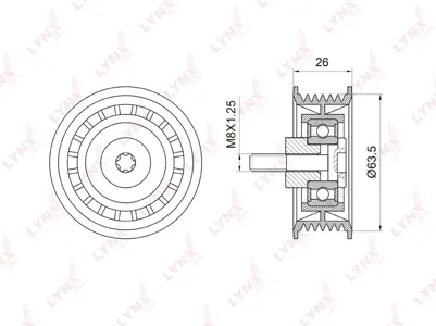 LYNX PB7029 Ролик направляющий приводной SsangYong Actyon 2.0D 06> Korando 2.0-2.0D 10> Kyron 2.0D-2.7D 05