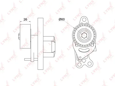 LYNX PT3159 Натяжитель приводной Citroen Berlingo (MF) 1.1-1.6 96-08 Xsara 1.4-1.6 97-05 Peugeot 206 1.1-1.6