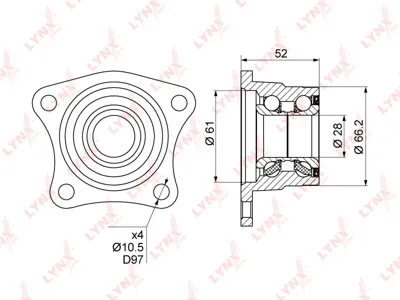LYNX WB1024 Подшипник ступицы  комплект ицы зад. Toyota Corolla 1.3-2.0 87-02