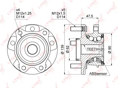 LYNX WH1012 Подшипник ступицы   комплект пер.+ступ Toyota Auris Avensis Corolla RAV4 Corolla Verso 06>