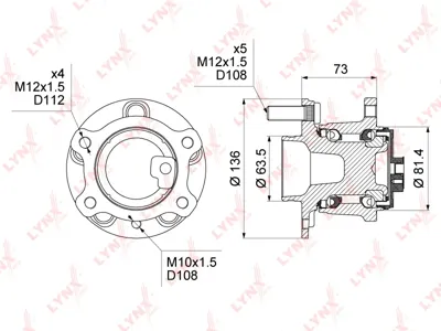 LYNX WH1014 Ступица Ford Mondeo (07-) задняя лев,прав. auto