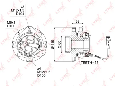 LYNX WH1024 Ступица Opel Astra H (04-) передняя с подшипником