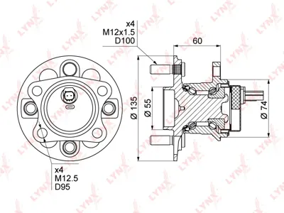 LYNX WH1106 Подшипник ступицы к-кт задней со ступицей с ABS Toyota Yaris KSP90NLP90SCP90 05>