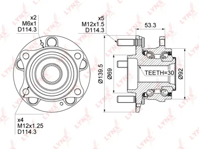 LYNX WH1168 Подшипник ступицы   комплект перед.задн. Hyundai Santa Fe 2.22.7iCRDi 06>