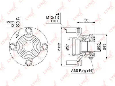 LYNX WH1213 Ступица Kia Sephia (93-98),Shuma (97-04) задняя с подшипником