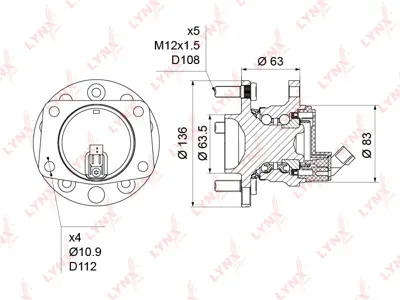 LYNX WH1226 Подшипник ступицы  комплект ицы задней в сборе Ford Mondeo III, Jaguar X-Type I 1.8-3.0 00>
