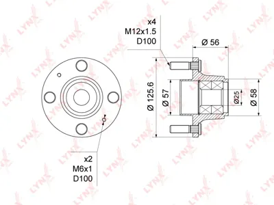 LYNX WH1363 Подшипник ступицы   комплект задн. без датчика ABS Chevrolet Aveo 03>