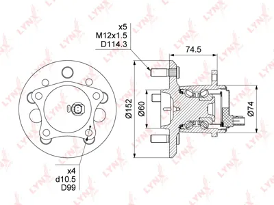 LYNX WH1493 Подшипник ступицы  комплект ицы задн. Toyota Camry 2.0-3.5 11>