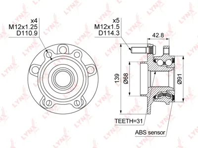LYNX WH1500 Подшипник передней ступицы комплект Mazda CX-5 KE 11>