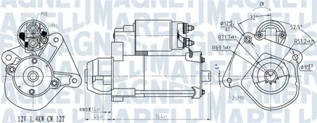MAGNETI MARELLI 063721275010 Стартер, 12В 1.4кВт
