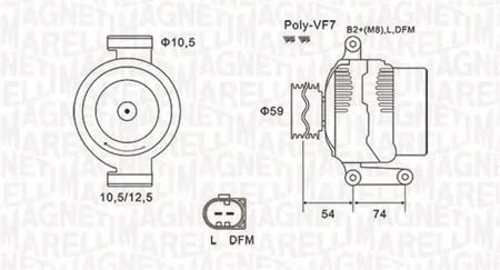 MAGNETI MARELLI 063731922010 Генератор, 14В 150А