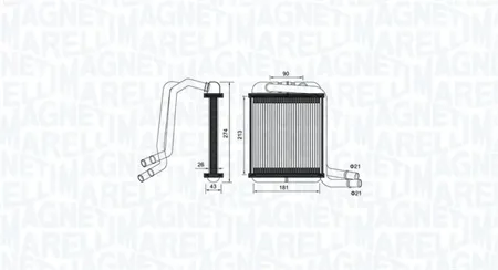 MAGNETI MARELLI 350218458000 Радиатор отопителя 220x198x34