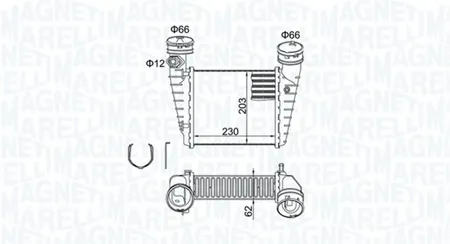 MAGNETI MARELLI 351319205190 Интеркулер VW Passat Skoda Superb 1.8T -08