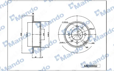 MANDO MBC030012 Диск торм.задний ось 262*10*61 Hyundai