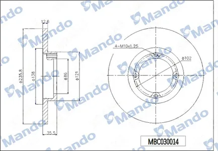 MANDO MBC030014 Диск тормозной передняя ось 235 7*12 5*35 3 GM