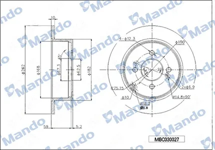 MANDO MBC030027 Диск торм.задний