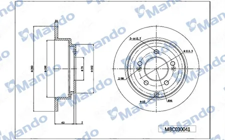 MANDO MBC030041 Тормозной диск