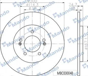 MANDO MBC030048 ТОРМОЗНОЙ ДИСК (В ЗАКАЗ ДВА)