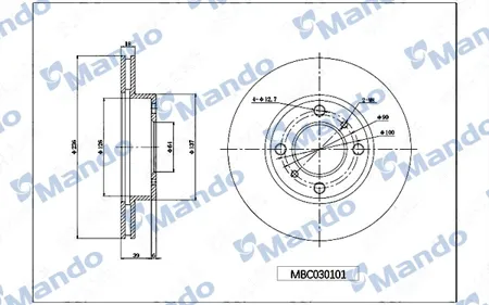 MANDO MBC030101 Диск торм.перед.вент.