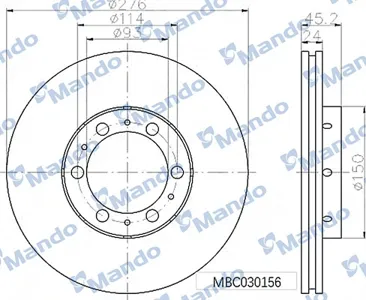 MANDO MBC030156 Диск тормозной Hyundai Starex H-1 (98-) передний (1шт.)