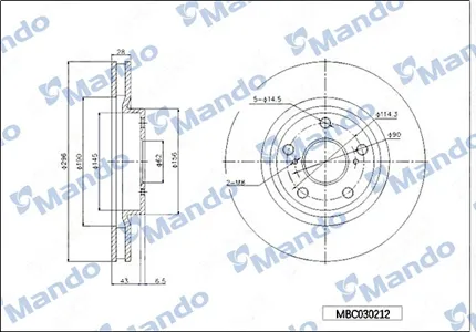 MANDO MBC030212 Диск торм.перед.вент.