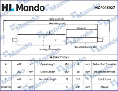 MANDO MOP045927 Амортизатор крышки багажника