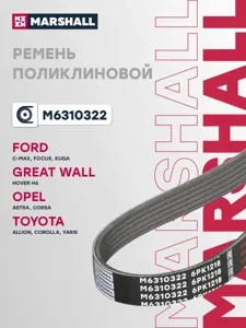 MARSHALL M6310322 Ременьполиклиновой6pk1218 Ford Focus ii04-kugai08-, Iveco daiy