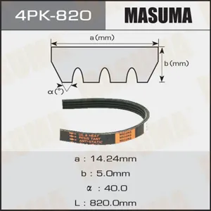 MASUMA 4PK820 Ремень поликлиновой , Toyota Avensis (T220) (97-), Nissan Primera (P11) (96-), Almera (N15) (95-)