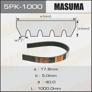 MASUMA 5PK1000 Ремень поликлиновой Toyota Carina IIE1.8-2.2 84-98, Fiat Tipo 1.7