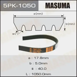 MASUMA 5PK1050 Ремень поликлиновой , Honda Prelude III 87-