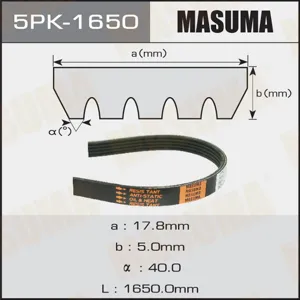 MASUMA 5PK1650 Ремень поликлиновой 4KR995 Renault Clio 1.4 98>