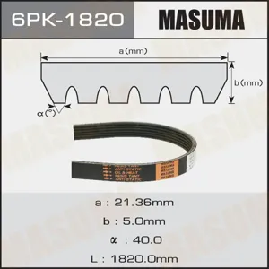 MASUMA 6PK1820 Ремень поликлиновой , Toyota Corolla (E110) 99-, Renault Logan 07-, Sy Mercedes ol II 08-, Laguna II-III 05-, Ford Mondeo II 96-