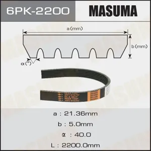 MASUMA 6PK2200 Ремень поликлиновой , Ford Mondeo . Hyundai Sonata (VI), Mitsubishi ASX, Lancer, Outlander, Subaru Forester , Toyota Land Cruiser