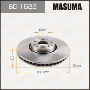 MASUMA BD1522 Диск торм.перед. ЛЕВЫЙ вентилируемый Lexus GS 300-460 05-, D=334 (ISO9001).