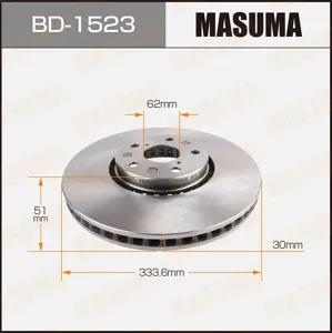 MASUMA BD1523 Диск торм.перед. ПРАВЫЙ вентилируемый, Lexus GS 300-460 05-, D=334 (ISO9001).