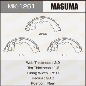 MASUMA MK1261 Колодки торм.барабанные