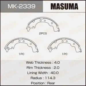 MASUMA MK2339 Колодки торм.барабанные