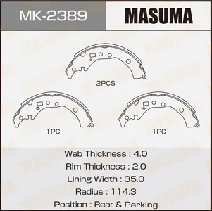 MASUMA MK2389 Колодки торм. (барабанные)