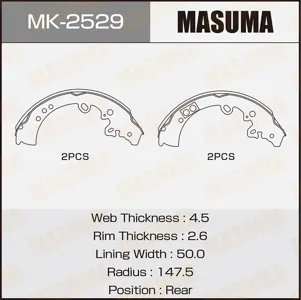 MASUMA MK2529 Колодки торм.барабанные Toyota fortuner