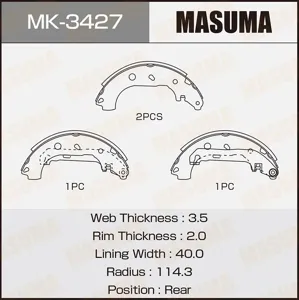 MASUMA MK3427 Колодки торм. (барабанные)